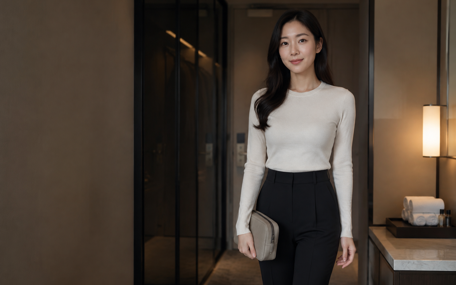 수원 영통 방문 홈케어를 안내하는 젊은 성인 한국 여성 관리사
